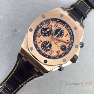 Swiss Grade 3126 Audemars Piguet Copy Watch Rose Gold Leather